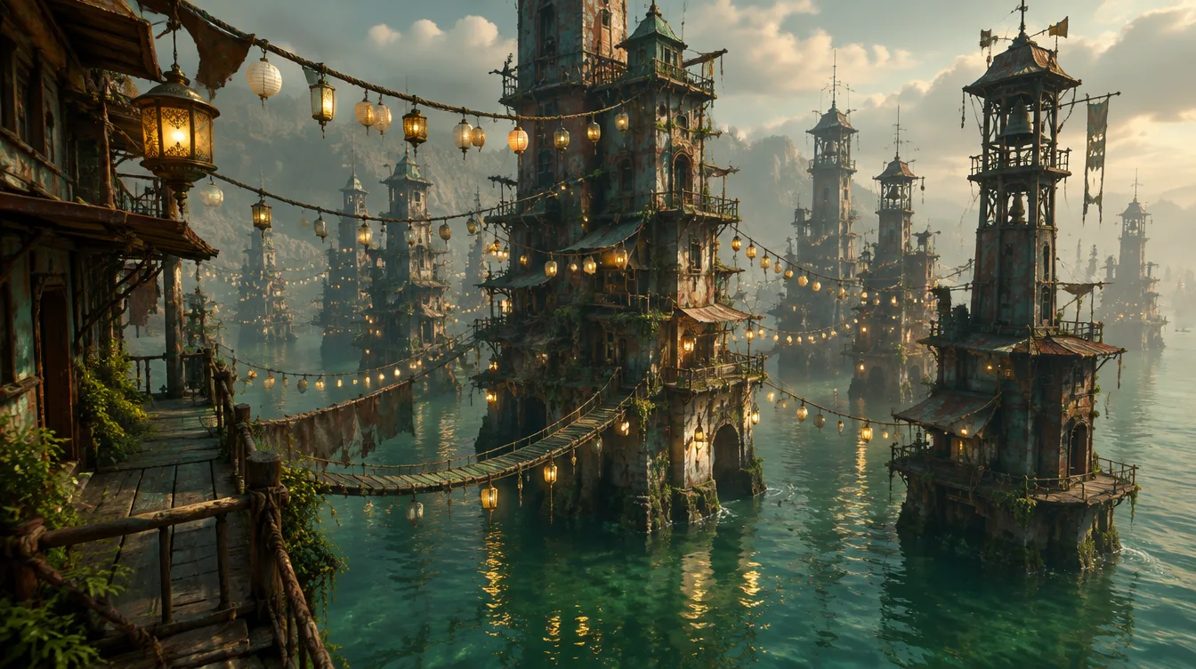 Lantern Stacks: menara dengan ratusan lentera menjelang senja.